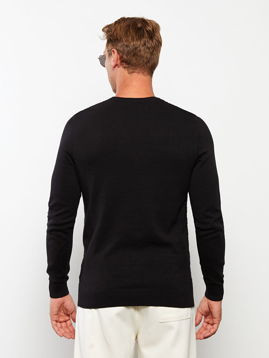 Пуловер с кръгло деколте, дълъг ръкав, с шарки, за мъже-4