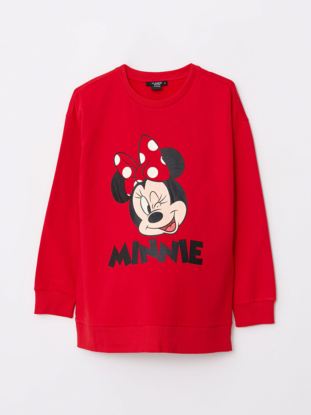 LCWAIKIKI Maternity Canlı Kırmızı Bisiklet Yaka Minnie Mouse Baskılı Uzun Kollu Hamile Sweatshirt - 5