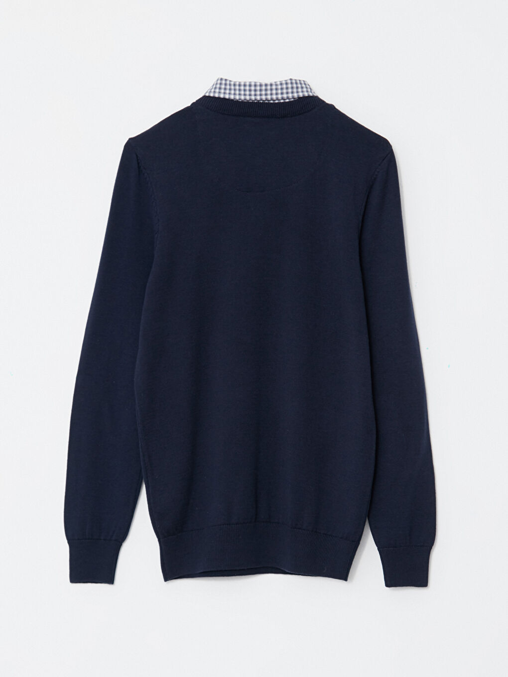 Lacivert Gömlek Yaka Uzun Kollu Erkek Triko Kazak-6