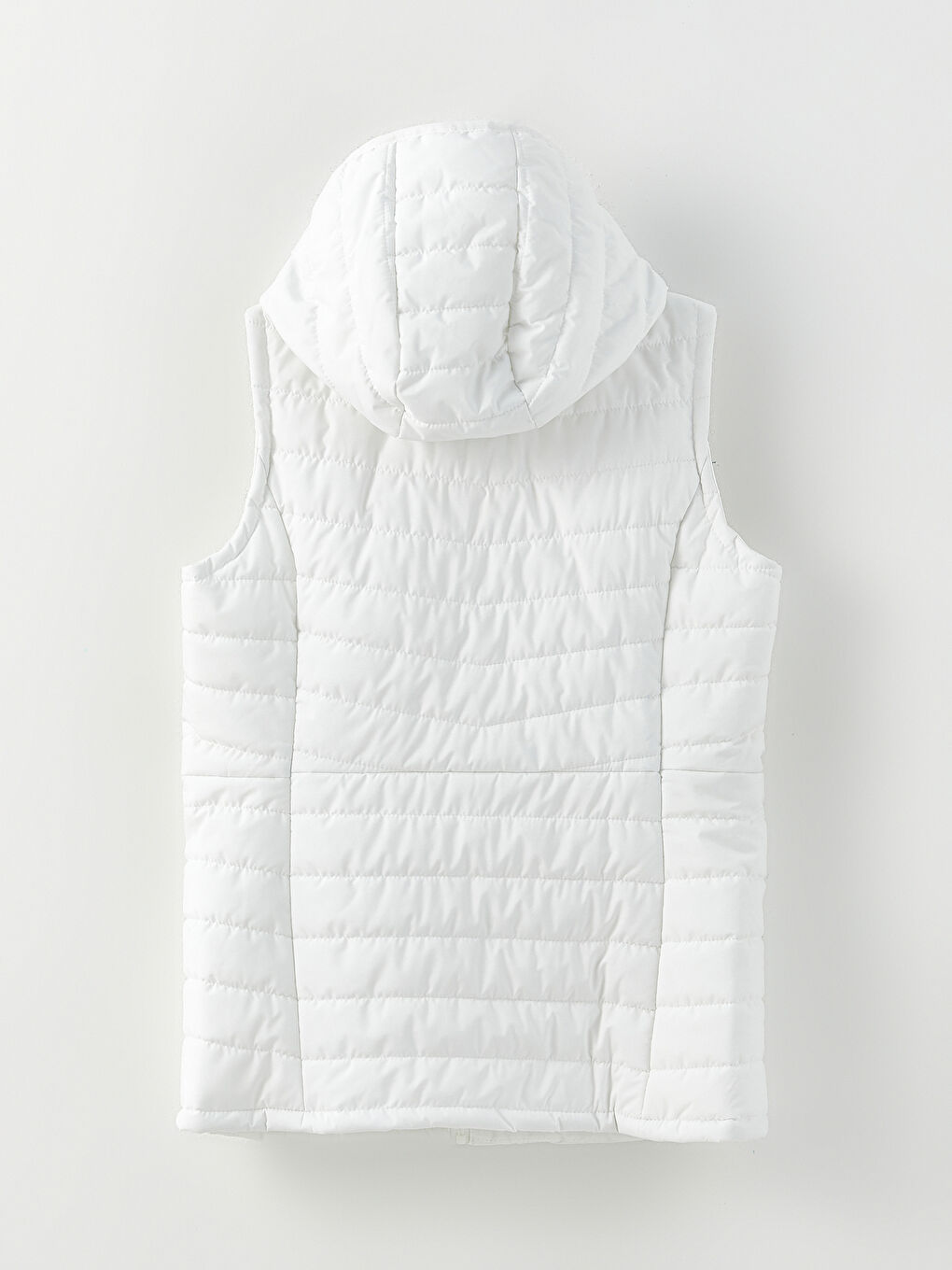 Ekru Kadın Kapüşonlu Düz Şişme Yelek-8