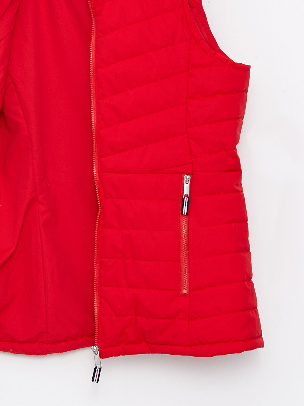 Kırmızı Kadın Kapüşonlu Düz Şişme Yelek-8