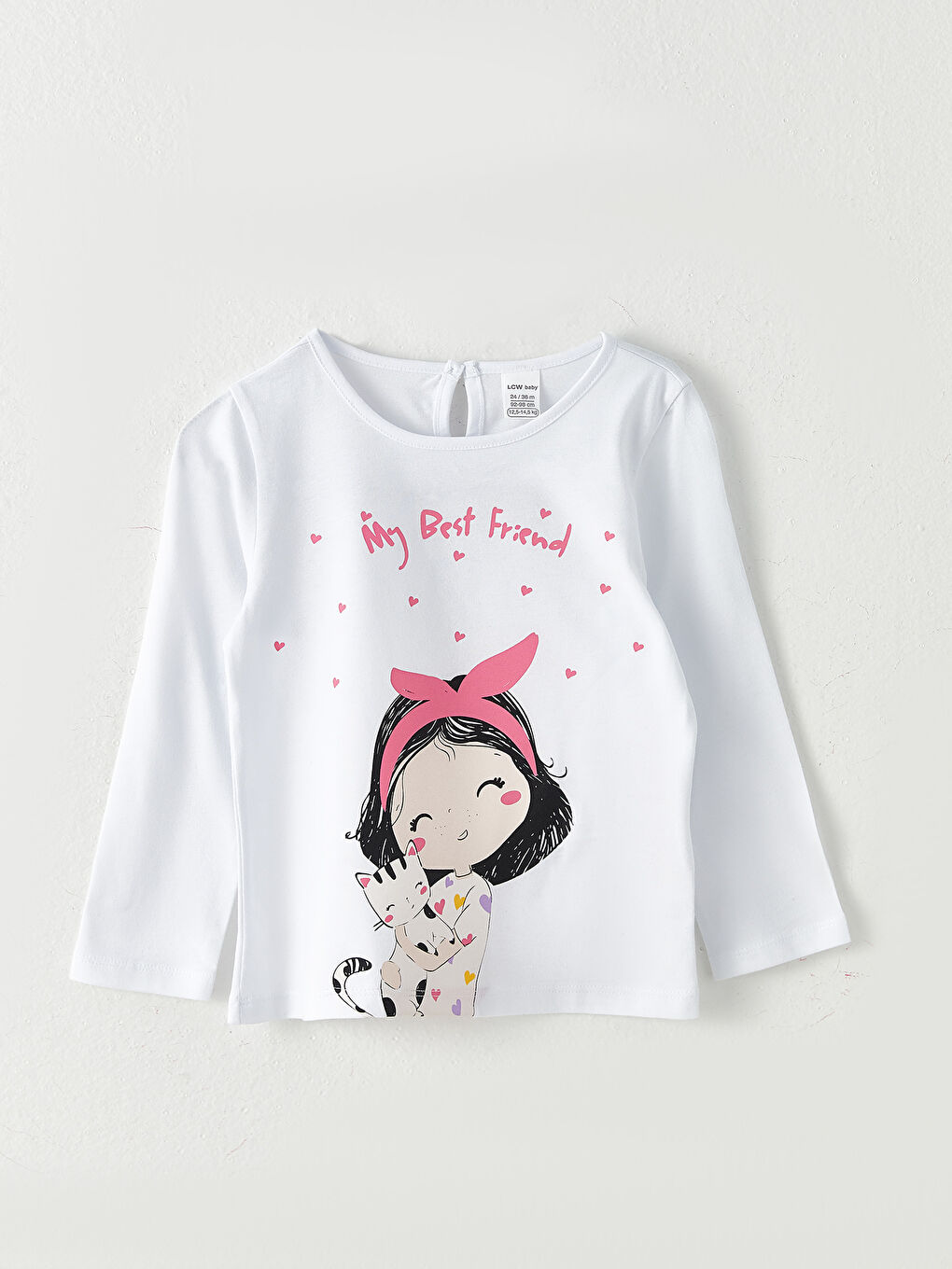 LCW ECO Crew Neck Long Sleeve Printed Cotton Baby Girl T-shirt -W2CP43Z1-KE8