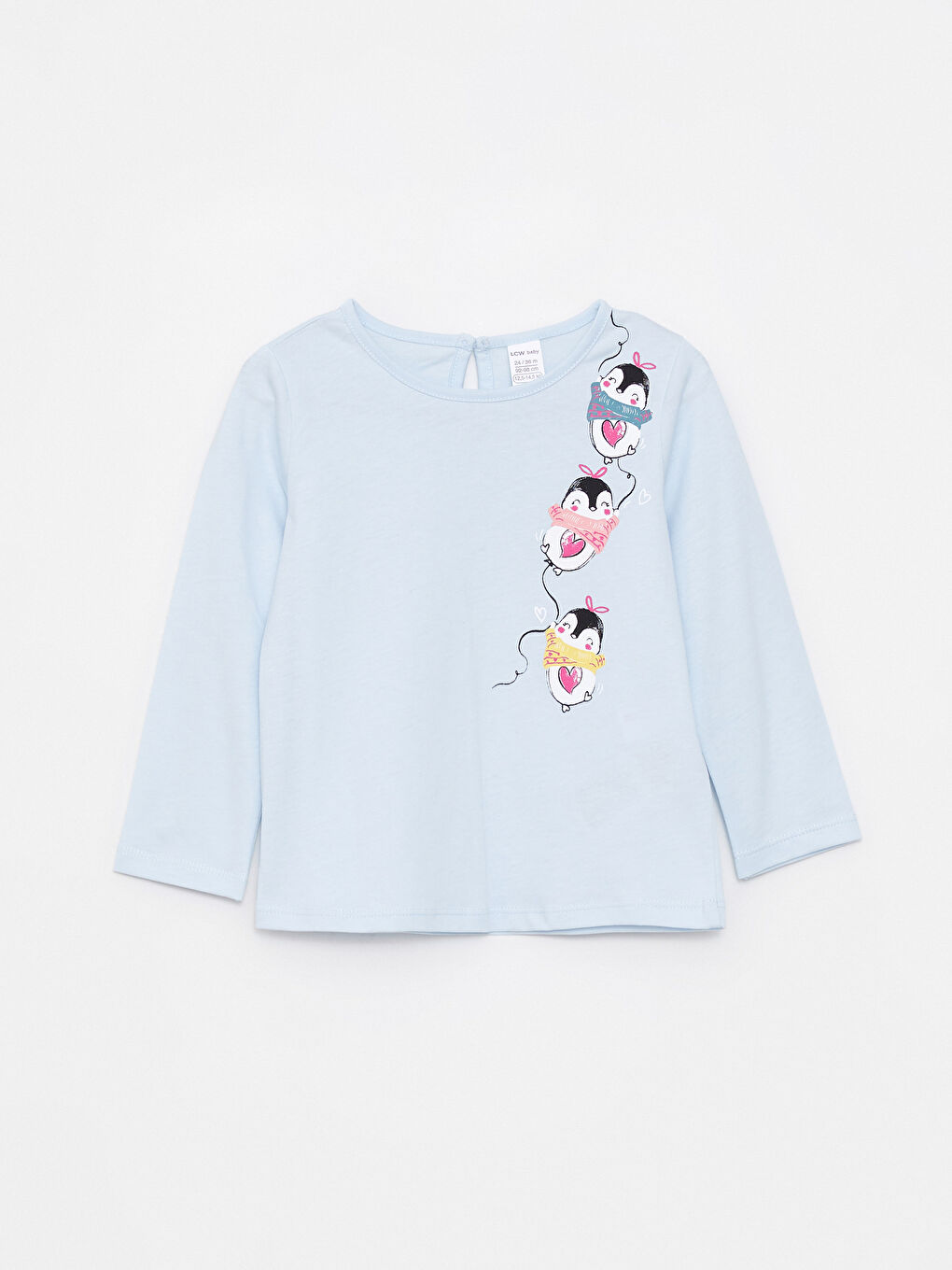 Crew Neck Long Sleeve Printed Cotton Baby Girl T-shirt