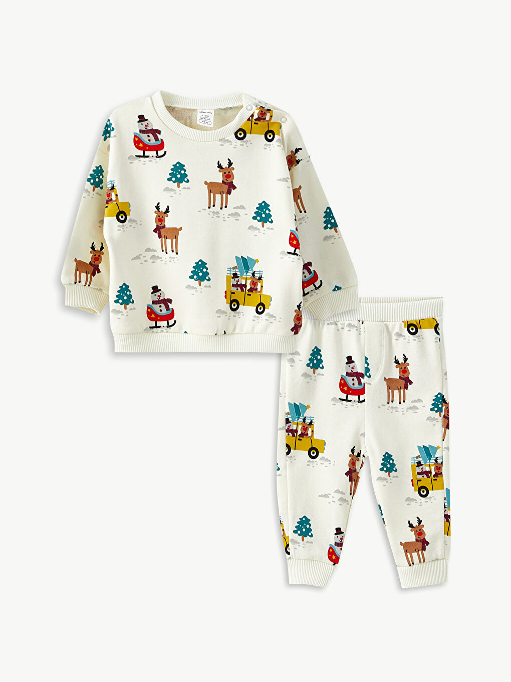 LCW baby Bisiklet Yaka Uzun Kollu Baskılı Erkek Bebek Sweatshirt ve Pantolon 2'li Takım -W2CP45Z1-FDL