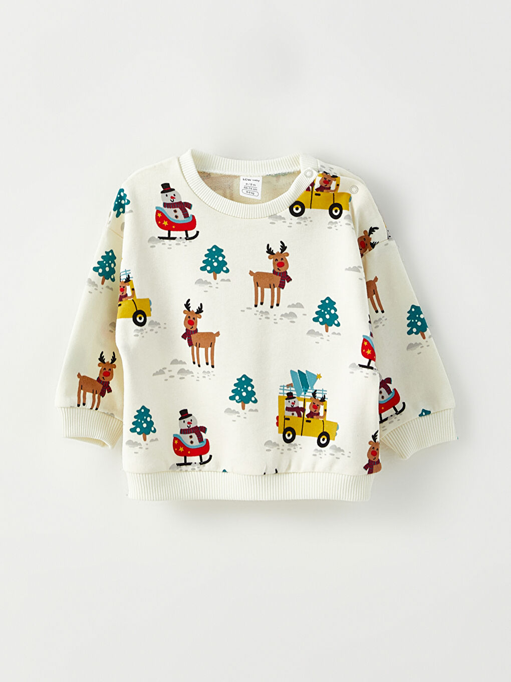 LCW baby Bisiklet Yaka Uzun Kollu Baskılı Erkek Bebek Sweatshirt ve Pantolon 2'li Takım -W2CP45Z1-FDL