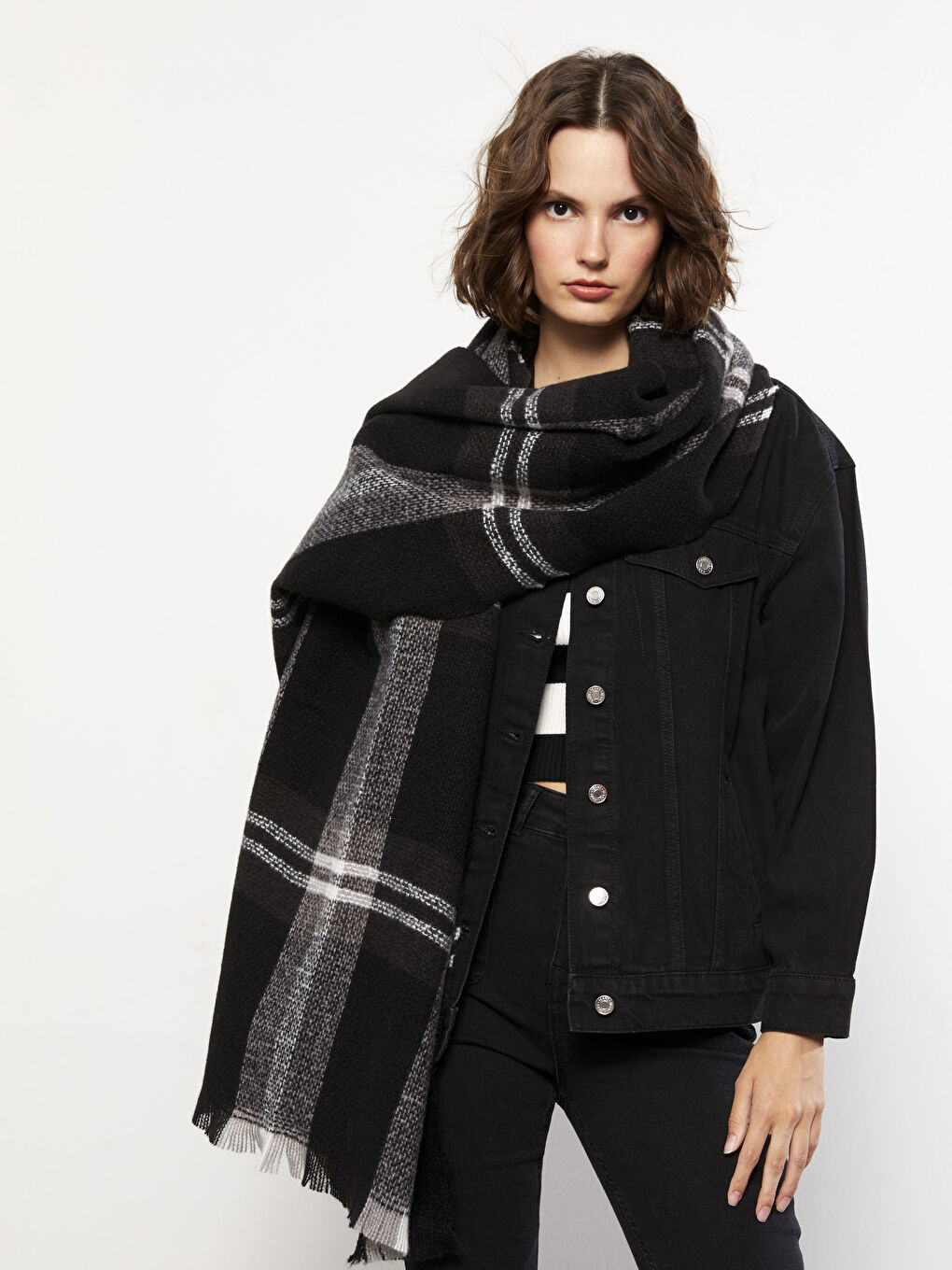 LCW ACCESSORIES Plaid Patterned Women's Scarf -W2CP58Z8-LKX