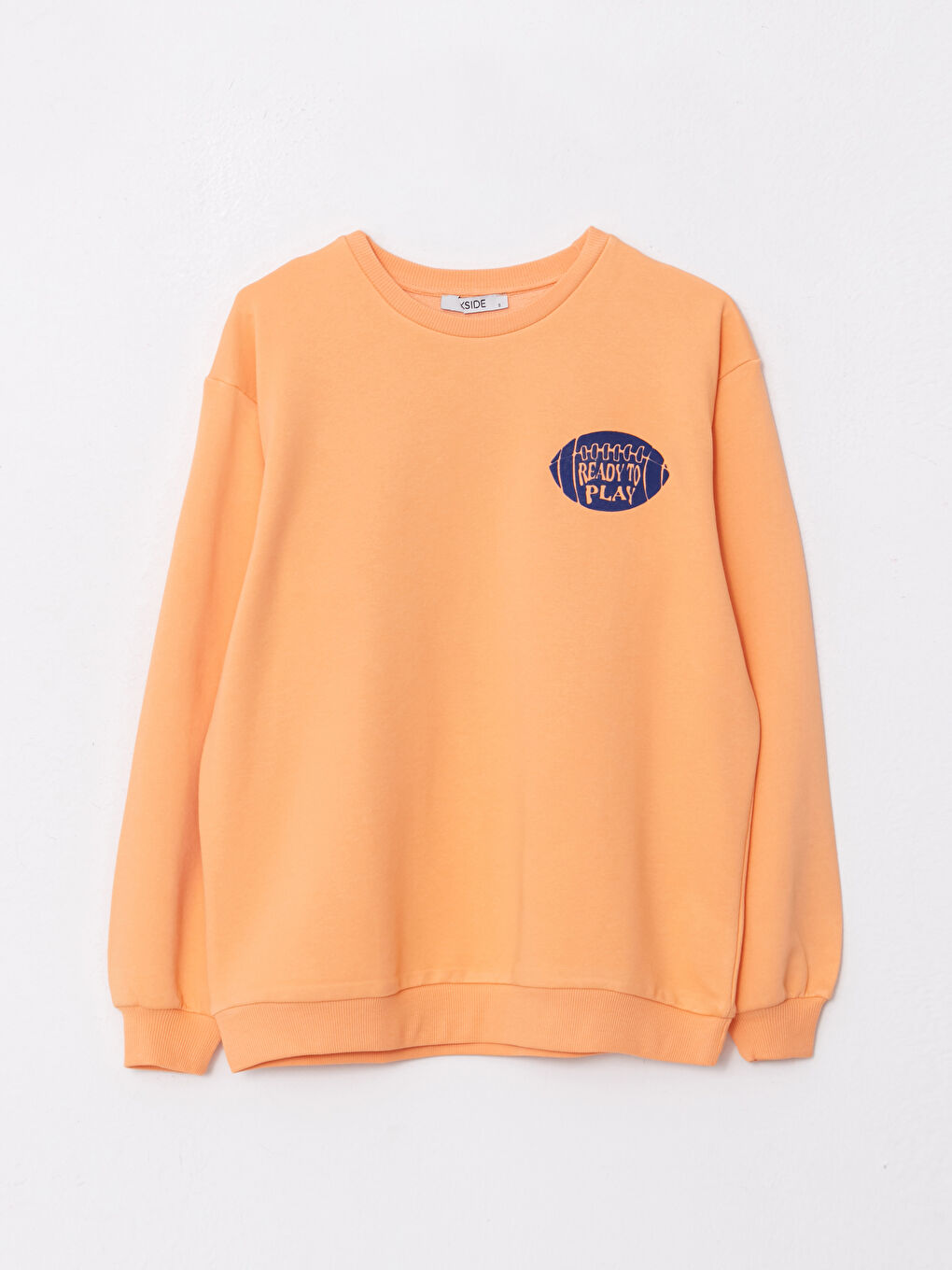 XSIDE Orta Turuncu Bisiklet Yaka Baskılı Uzun Kollu Kadın Sweatshirt - 5