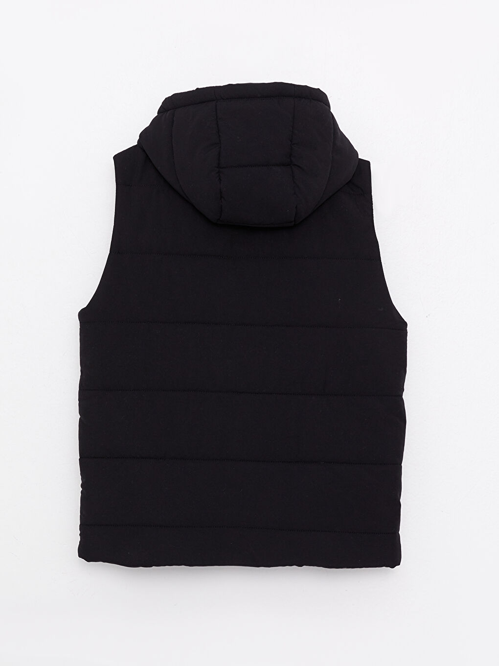 Siyah Standart Kalıp Kapüşonlu Erkek Yelek-6