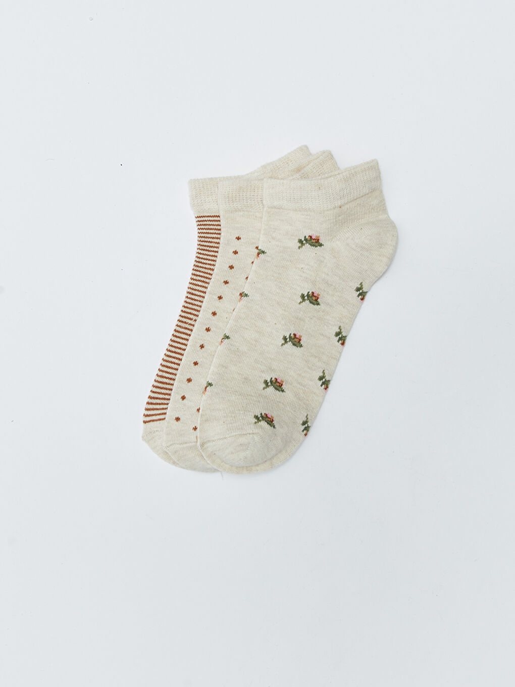 LCW DREAM Gemusterte Sneaker-Socken für Damen 3er-Pack -W2CQ61Z8-J1F