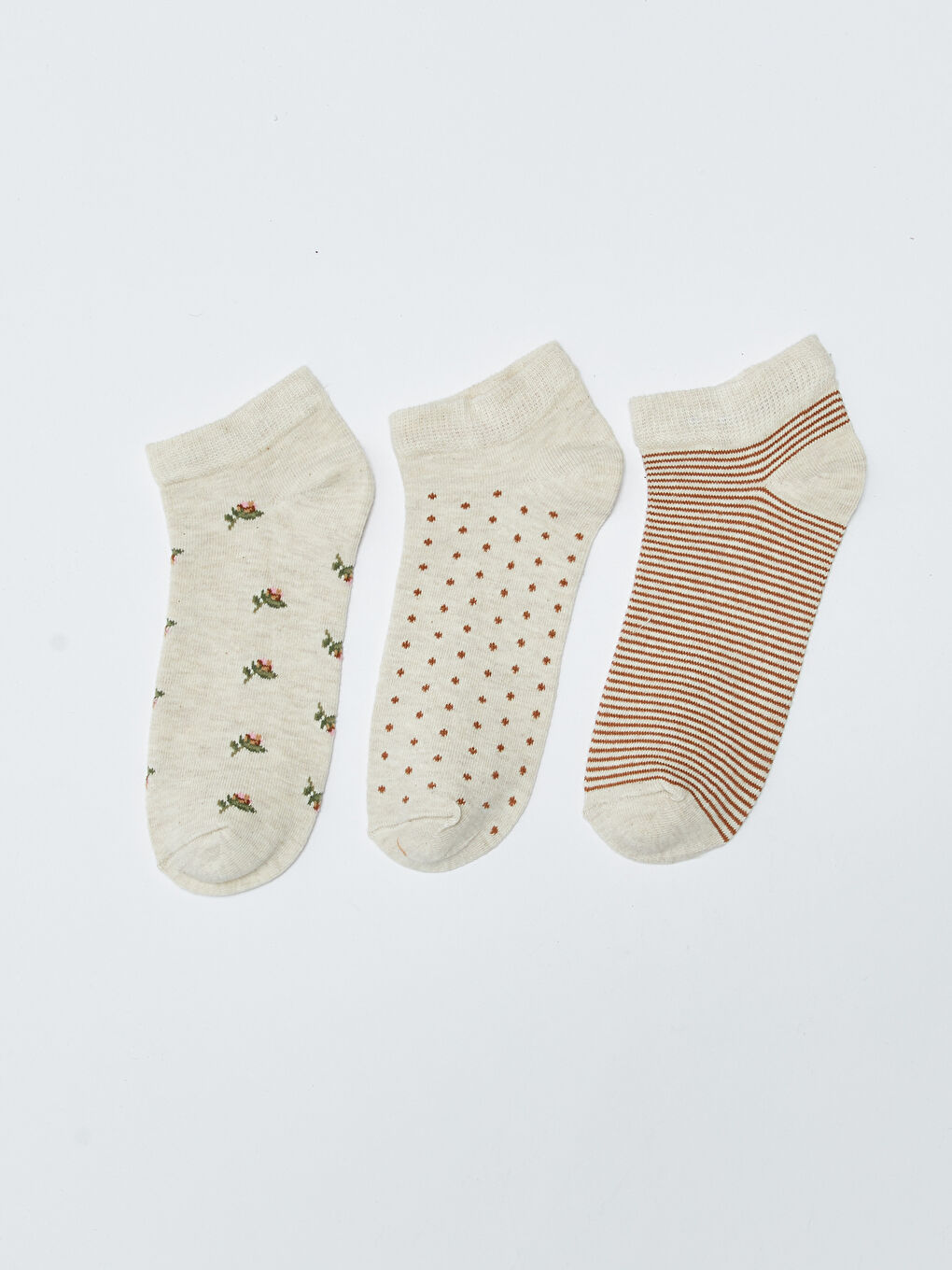 LCW DREAM Gemusterte Sneaker-Socken für Damen 3er-Pack -W2CQ61Z8-J1F