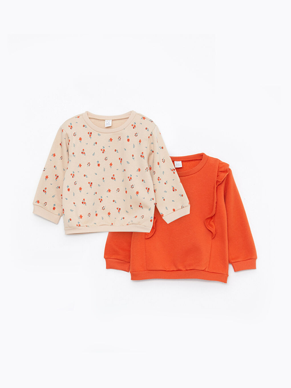 Crew Neck Long Sleeve Baby Girls' Sweatshirt 2 Pack