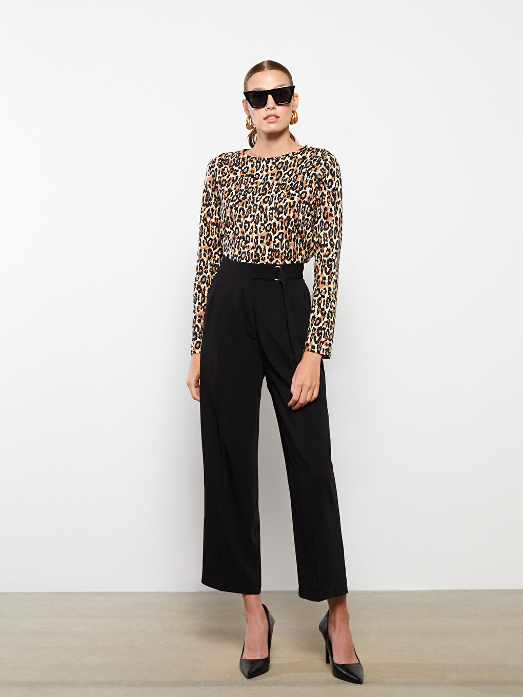 Crew Neck Patterned Long Sleeve Cotton Women's T-Shirt-2