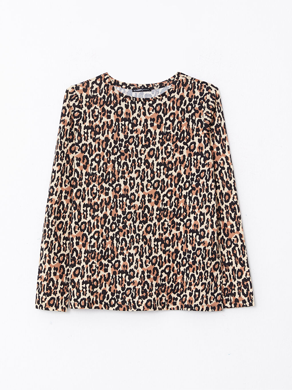 Crew Neck Patterned Long Sleeve Cotton Women's T-Shirt-5