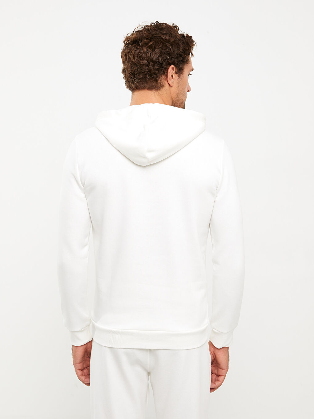 LCWAIKIKI Basic Beyaz Uzun Kollu Erkek Kalın Hoodie - 8