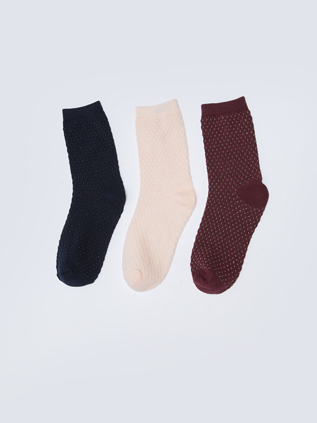 Lacivert Sim Detaylı Kadın Soket Çorap 3'lü-1
