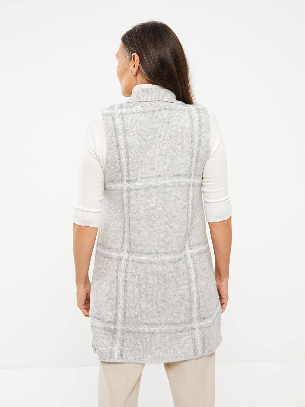 LC Waikiki Polo Neck Plaid Women's Tricot Vest -W2CR05Z8-LLX
