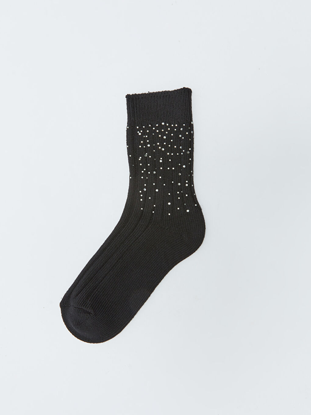 Siyah Taşlı Kadın Soket Çorap-1
