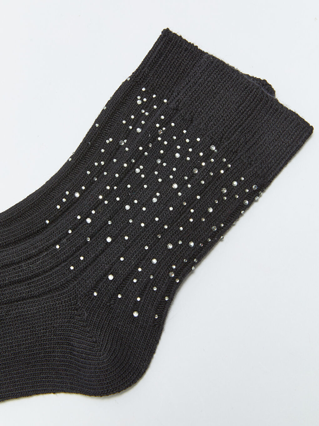 Siyah Taşlı Kadın Soket Çorap-2