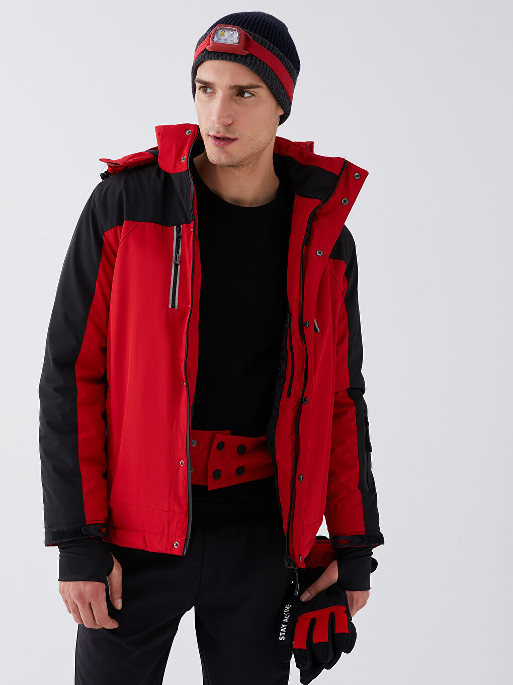 XSIDE ACTIVE Kirmizi Standart Kalıp Kapüşonlu Erkek Kayak Montu - 4