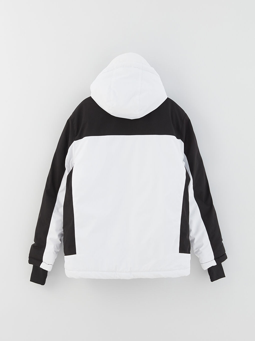 Beyaz Standart Kalıp Kapüşonlu Erkek Kayak Montu-1