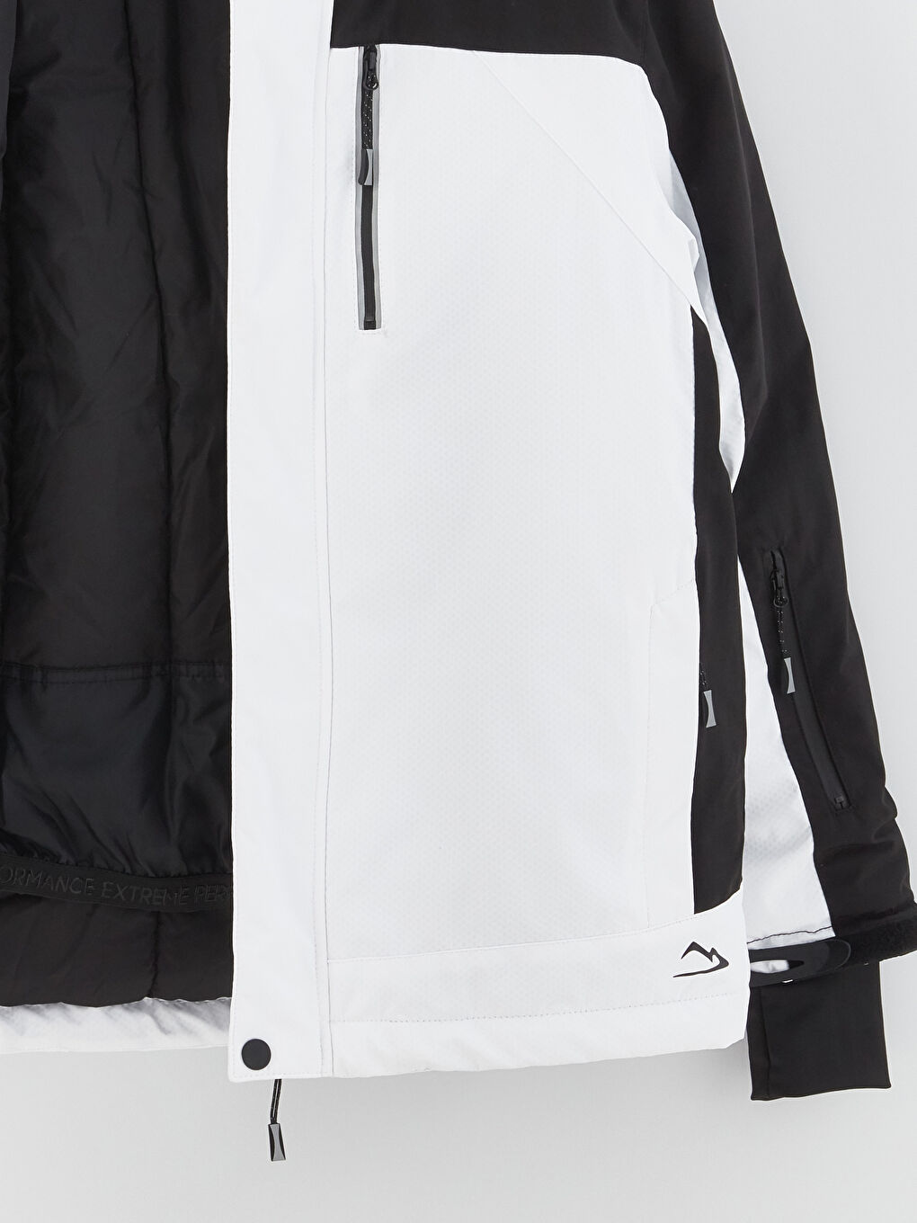 Beyaz Standart Kalıp Kapüşonlu Erkek Kayak Montu-2