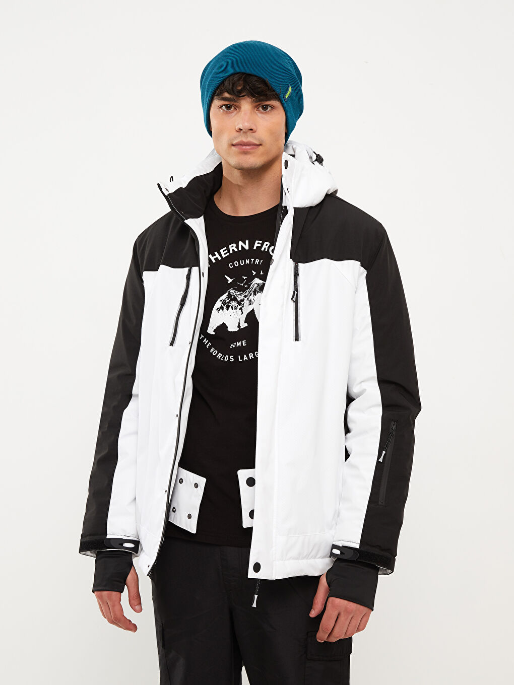 Regular Fit Hooded Men's Ski Jacket-1