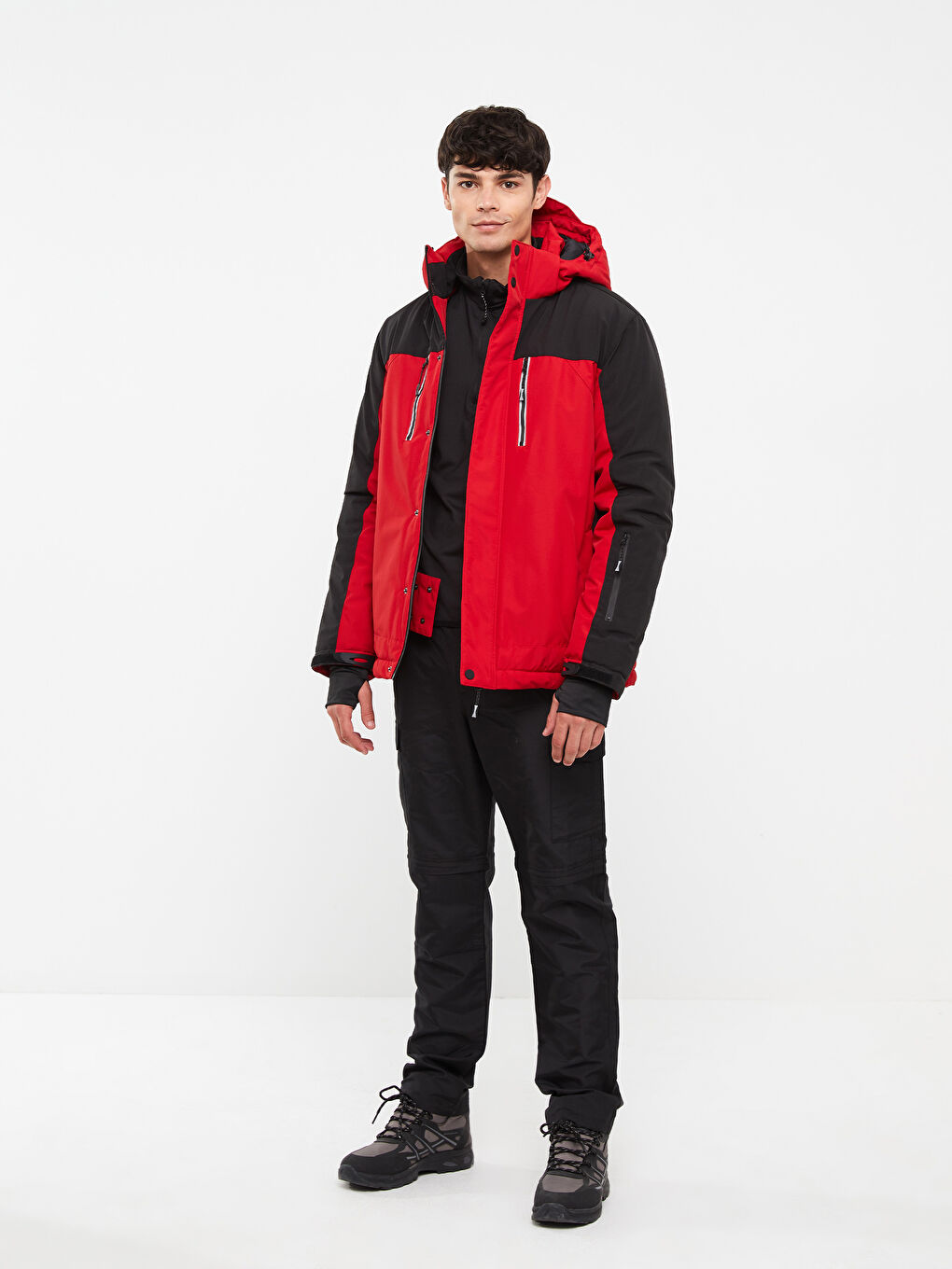 Reguläre Passform Kapuzen Herren Skijacke-1