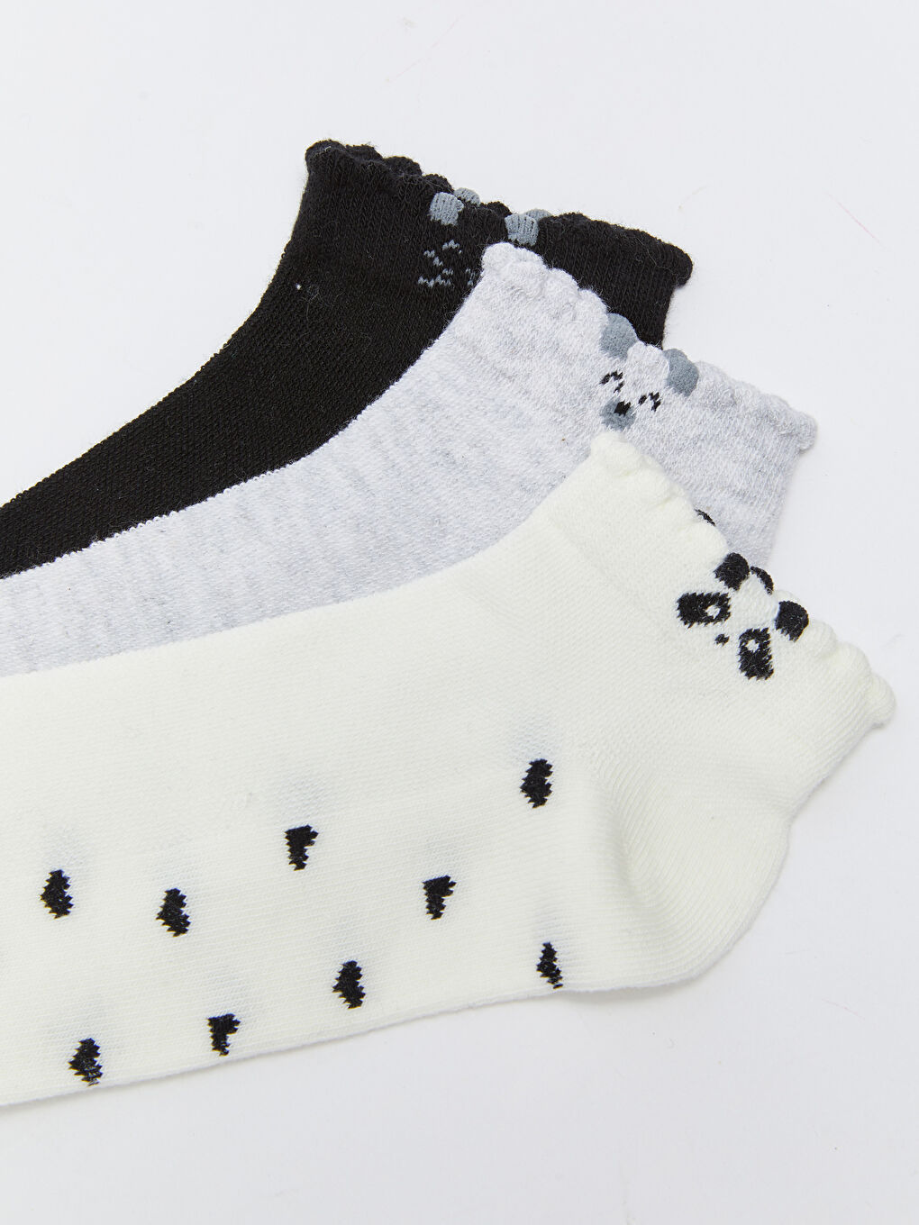 Ekru Desenli Kadın Patik Çorap 3'lü-2