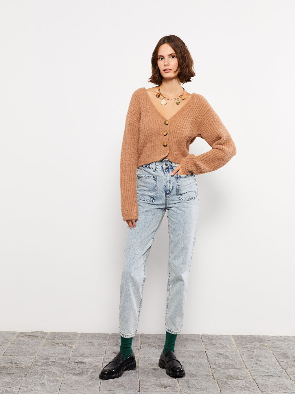 V Neck Women's Knitwear Cardigan-1