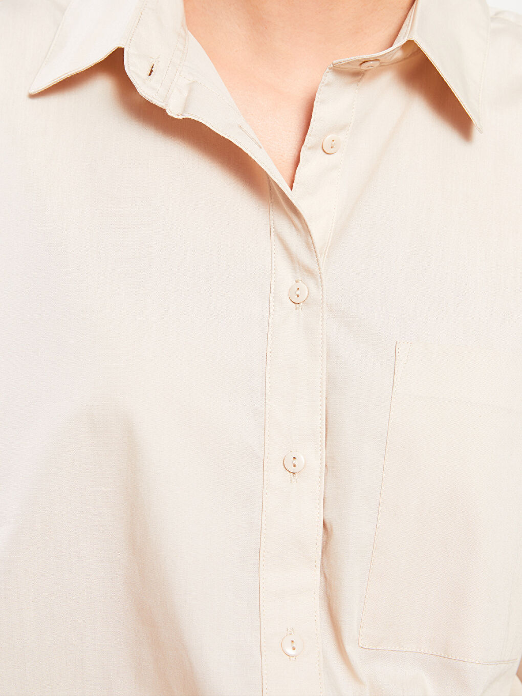 Buttoned Regular Long Sleeve Poplin Women's Shirt -W2CR38Z8-FWZ