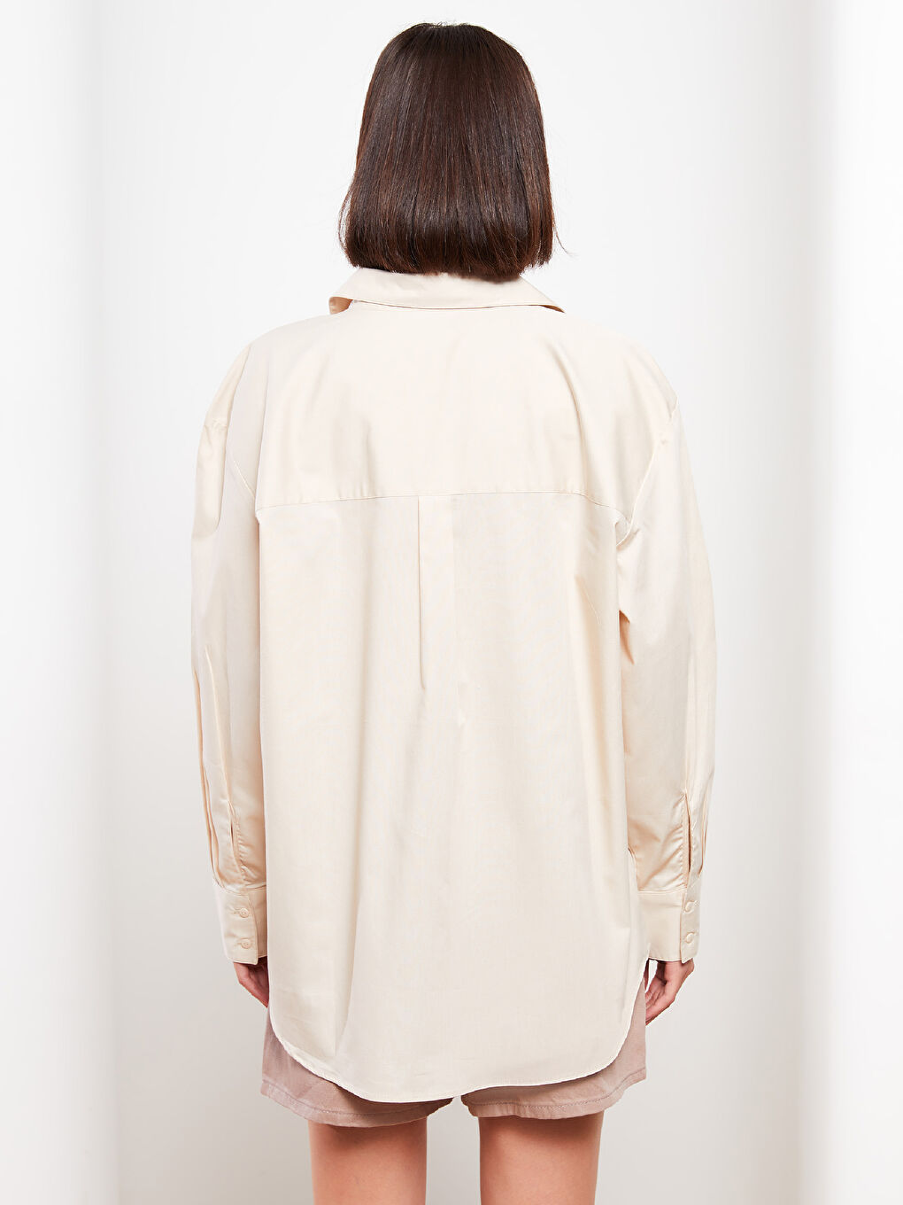 Buttoned Regular Long Sleeve Poplin Women's Shirt -W2CR38Z8-FWZ