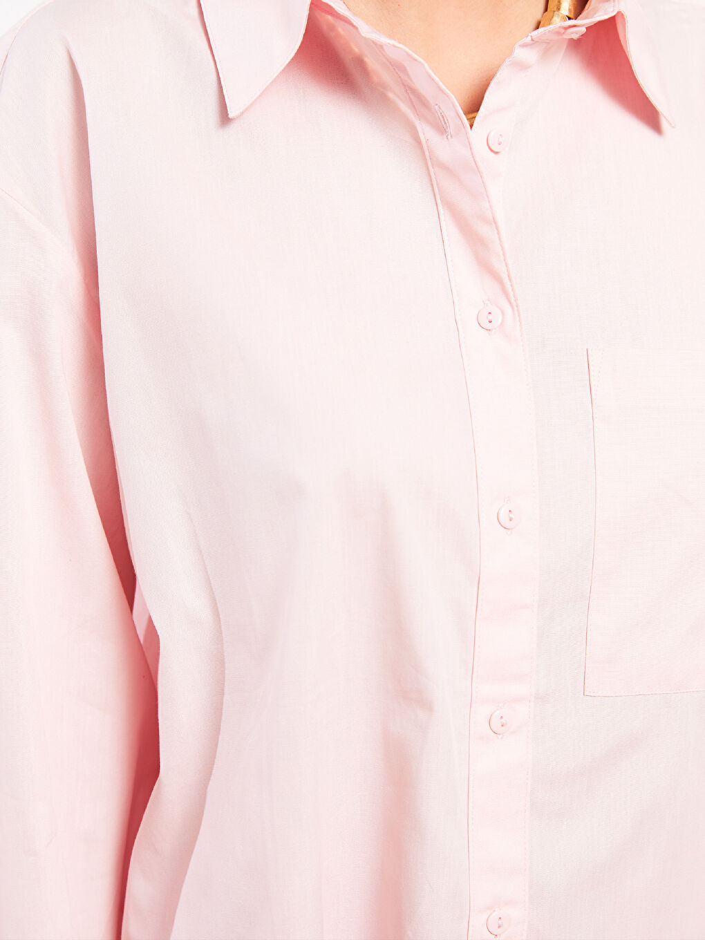 Buttoned Regular Long Sleeve Poplin Women's Shirt-3