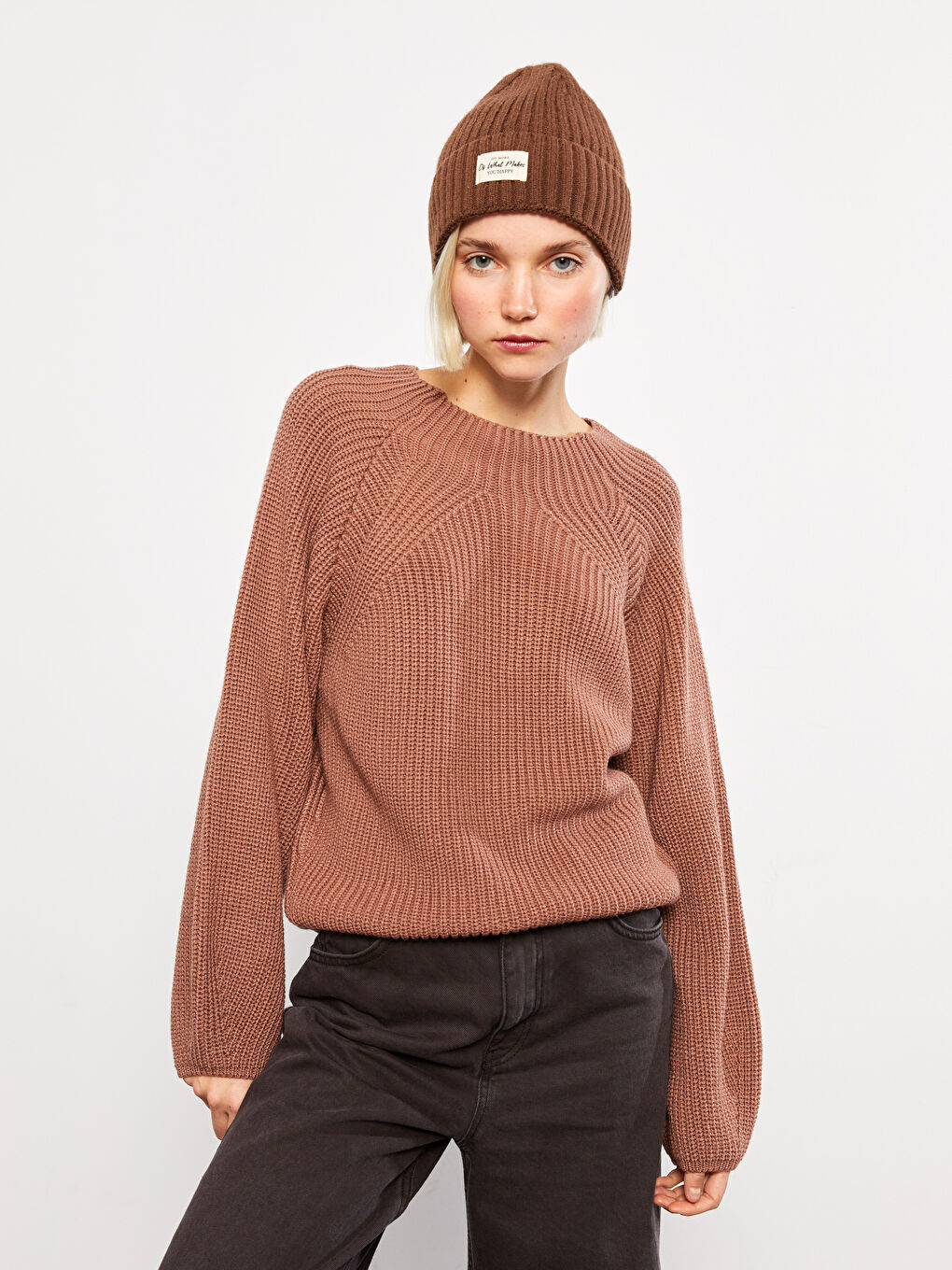 LCW Vision Rundhalsausschnitt Schlicht Langarm Damen Strickpullover -W2CR50Z8-H5D