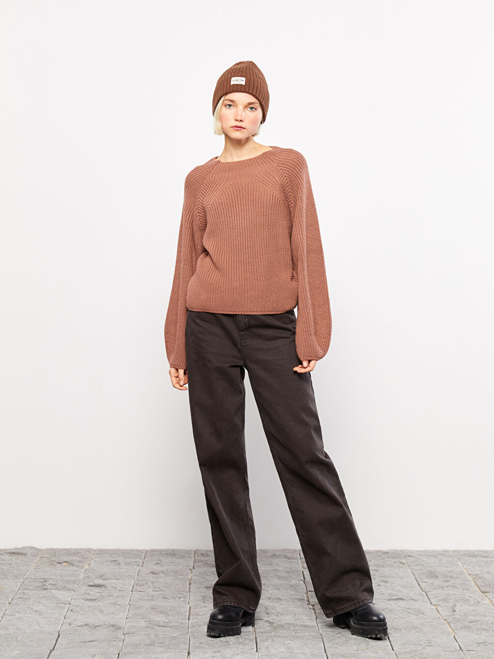 LCW Vision Rundhalsausschnitt Schlicht Langarm Damen Strickpullover -W2CR50Z8-H5D