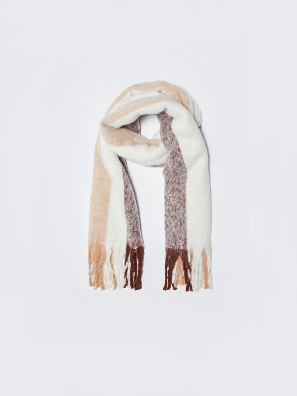 Gestreifter Schal mit Fransen für Damen-2