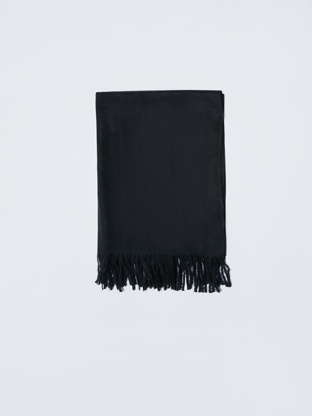 Siyah Düz Püsküllü Kadın Atkı-4