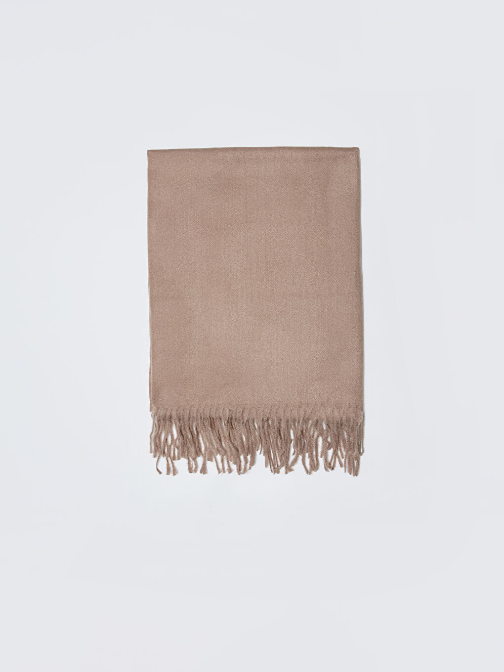 Kahverengi Düz Püsküllü Kadın Atkı-4