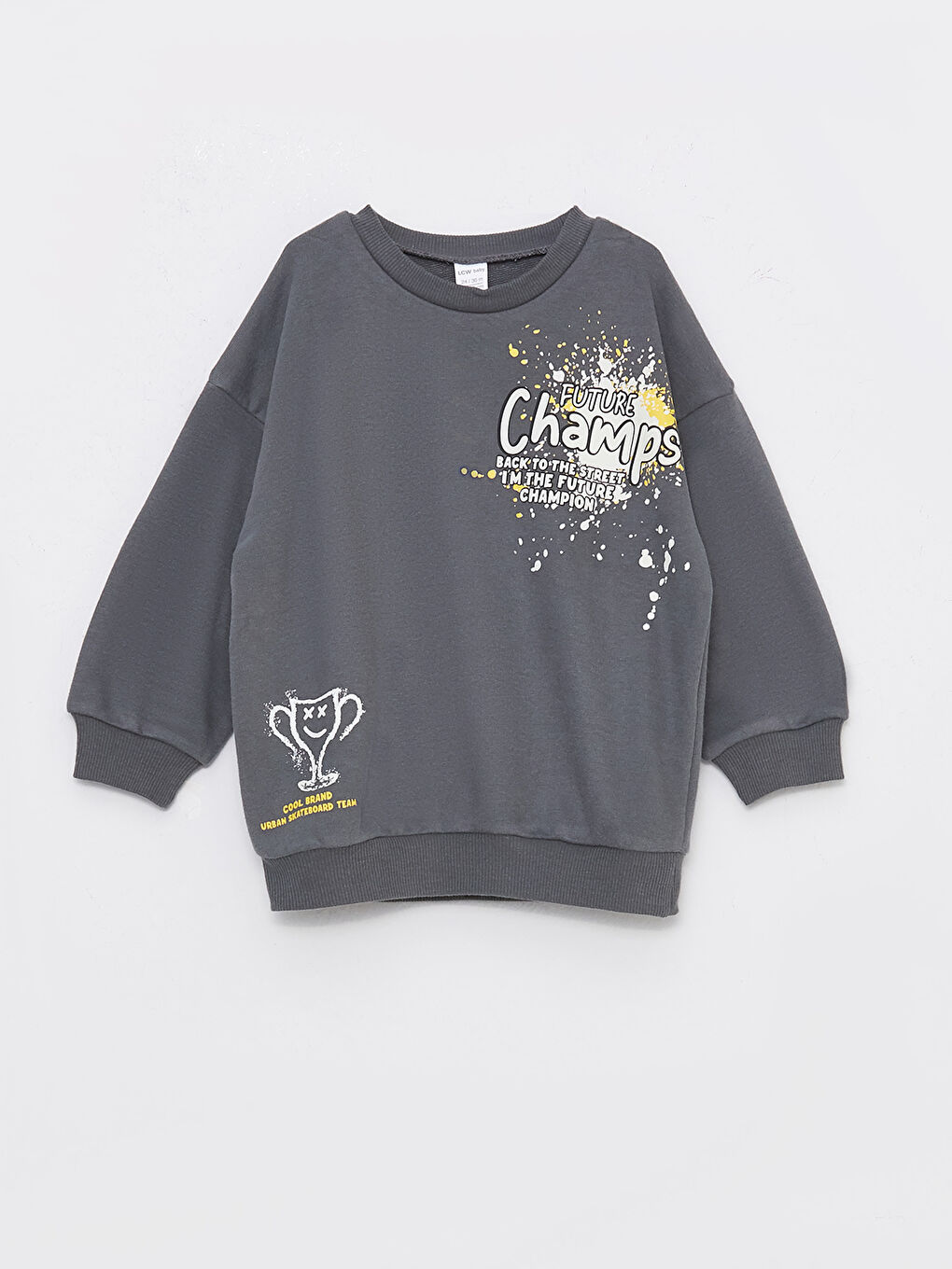 LCW baby Gri Bisiklet Yaka Baskılı Erkek Bebek Sweatshirt ve Eşofman Altı - 1