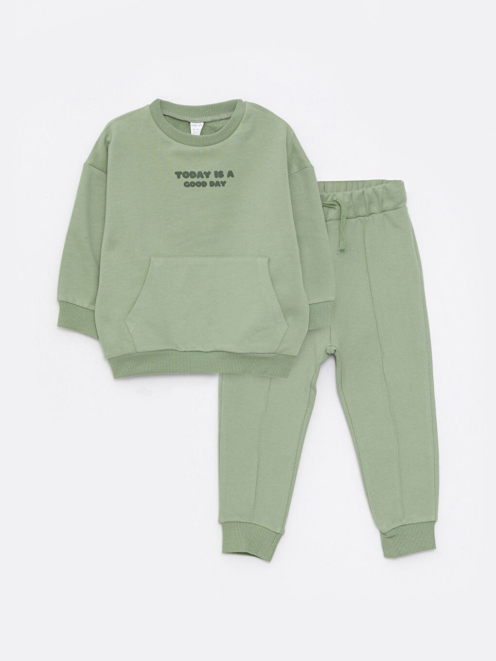 طقم بلوزة بكم طويل بياقة دائرية مطبوعة للأولاد الرضع مع بنطلون رياضي - مجموعة من قطعتين-5