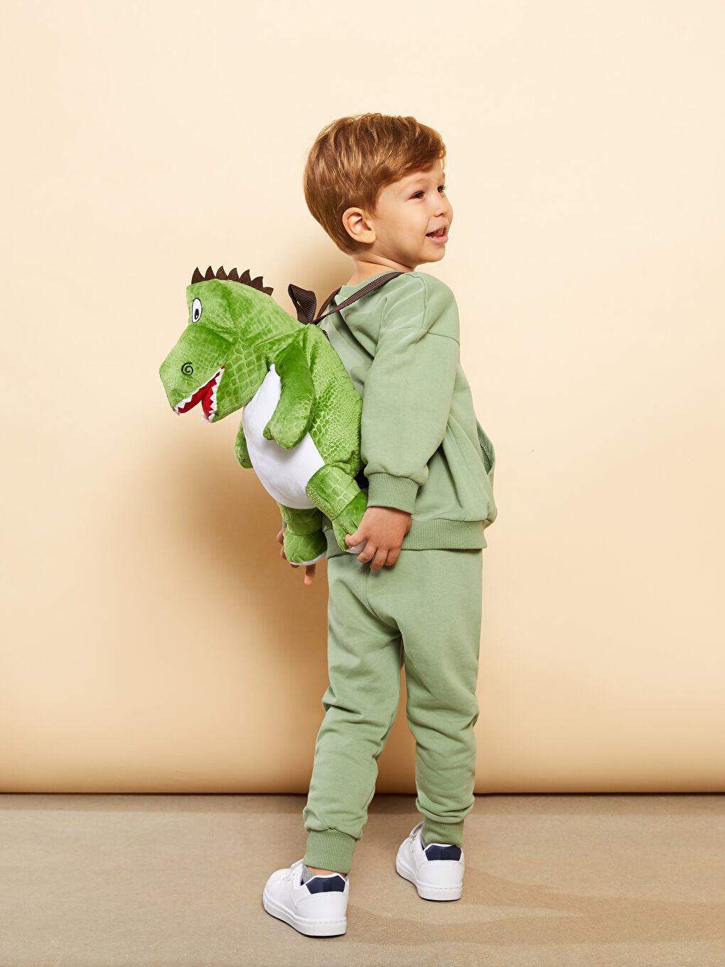 طقم بلوزة بكم طويل بياقة دائرية مطبوعة للأولاد الرضع مع بنطلون رياضي - مجموعة من قطعتين-3