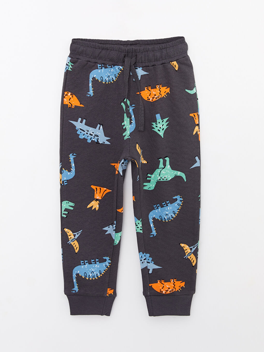 Gri Bisiklet Yaka Uzun Kollu Baskılı Erkek Bebek Sweatshirt ve Pantolon 2'li Takım-2