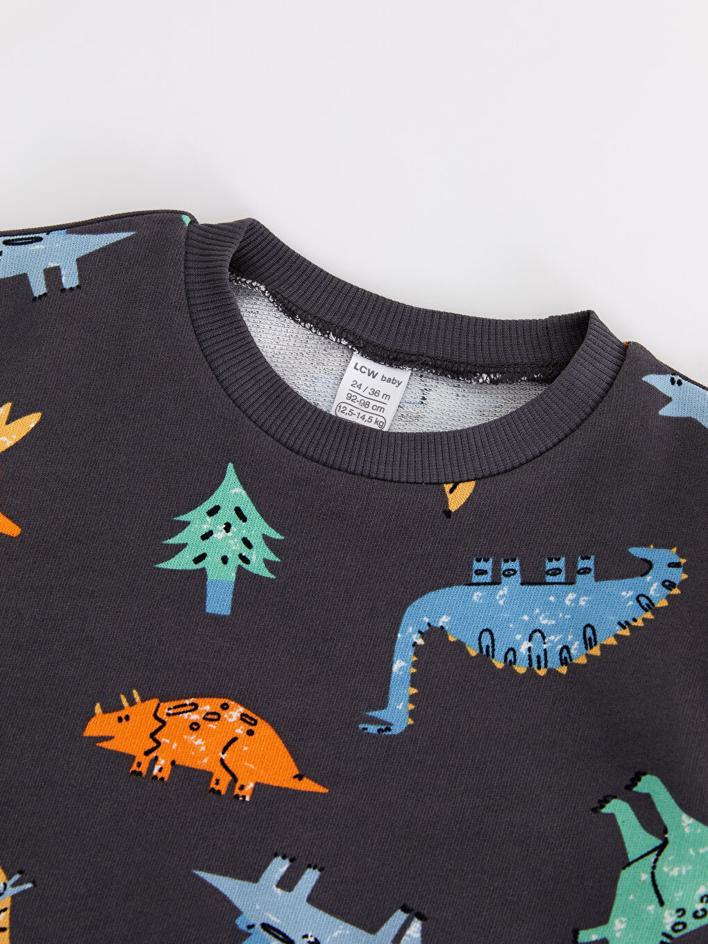 Gri Bisiklet Yaka Uzun Kollu Baskılı Erkek Bebek Sweatshirt ve Pantolon 2'li Takım-3