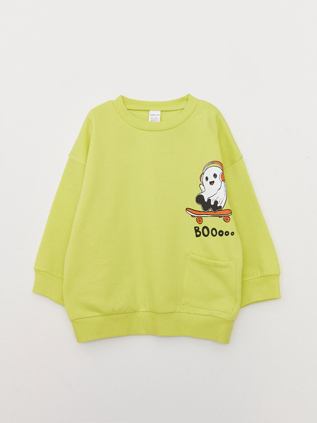 Yeşil Bisiklet Yaka Uzun Kollu Erkek Bebek Sweatshirt ve Pantolon 2'li Takım-1