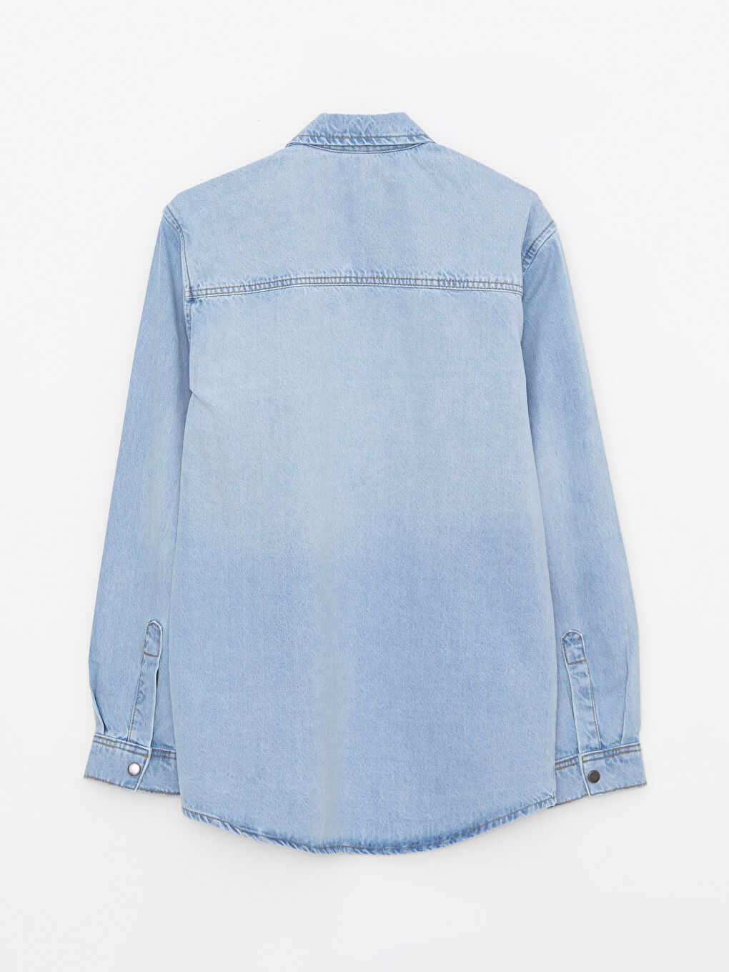 Риза от дънков плат за мъже с дълъг ръкав и редовна кройка-6