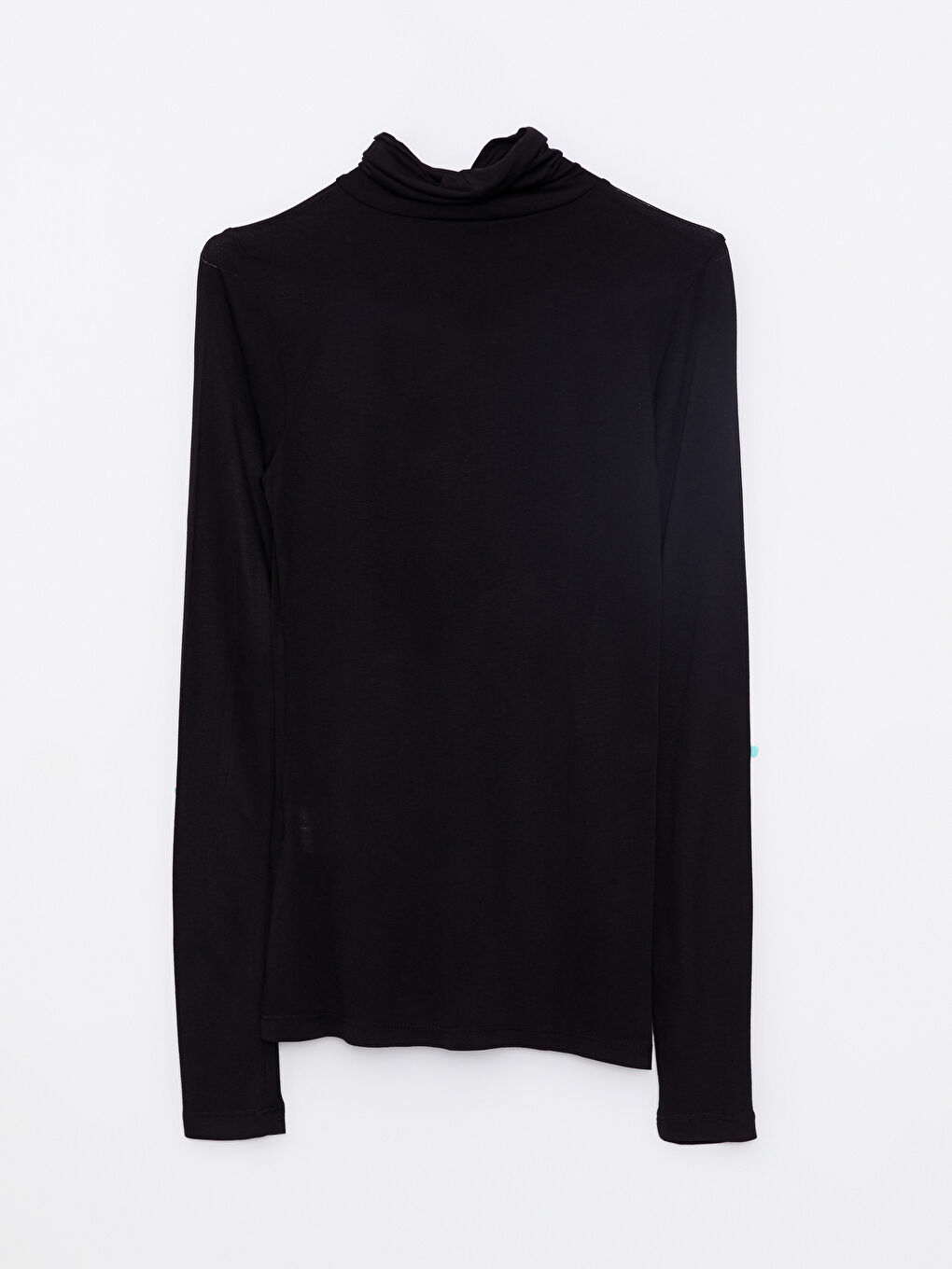 Siyah Dik Yaka Düz Uzun Kollu Kadın Body-6