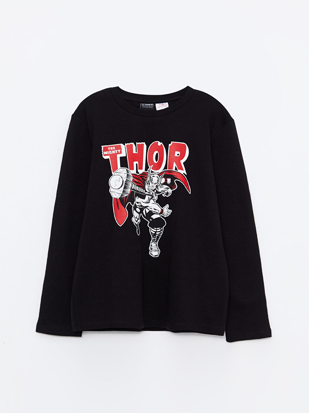 Crew Neck Thor Printed Long Sleeve Cotton Boy T-Shirt