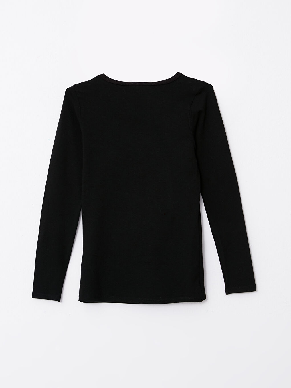 Siyah V Yaka Düz Uzun Kollu Kadın Body-6