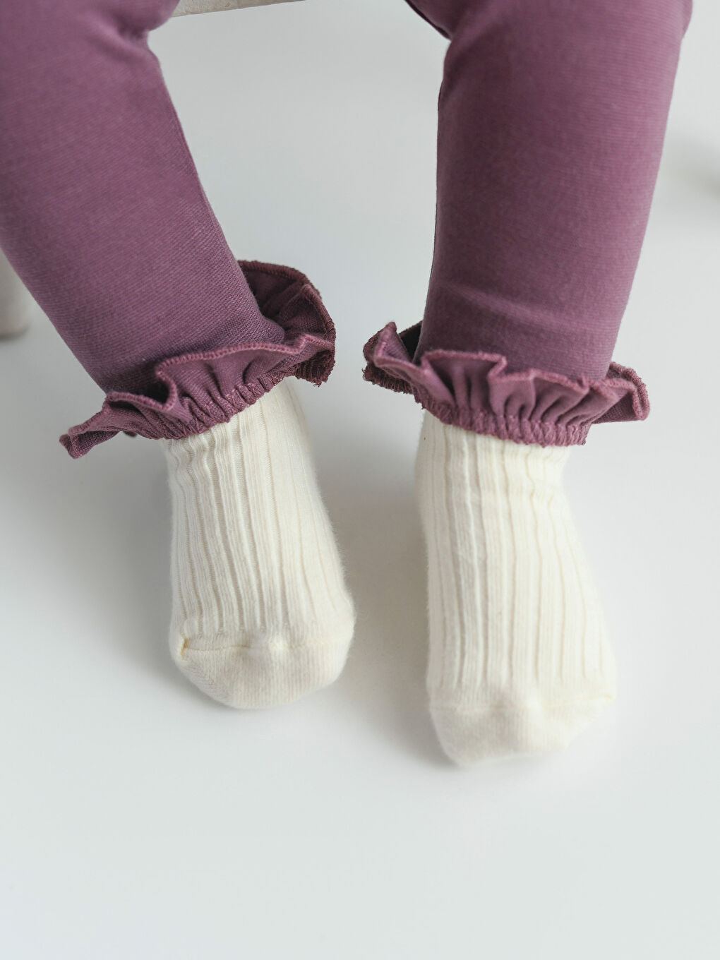 Pembe Kendinden Desenli Kız Bebek Soket Çorap 3'lü-1