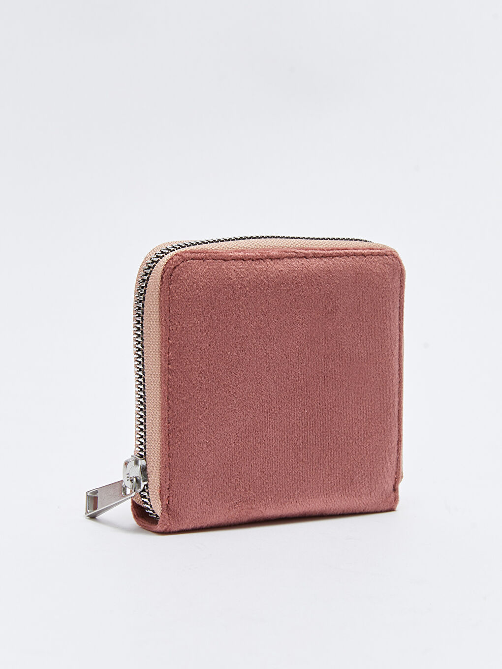 Pembe Kadife Kadın Düz Cüzdan-1