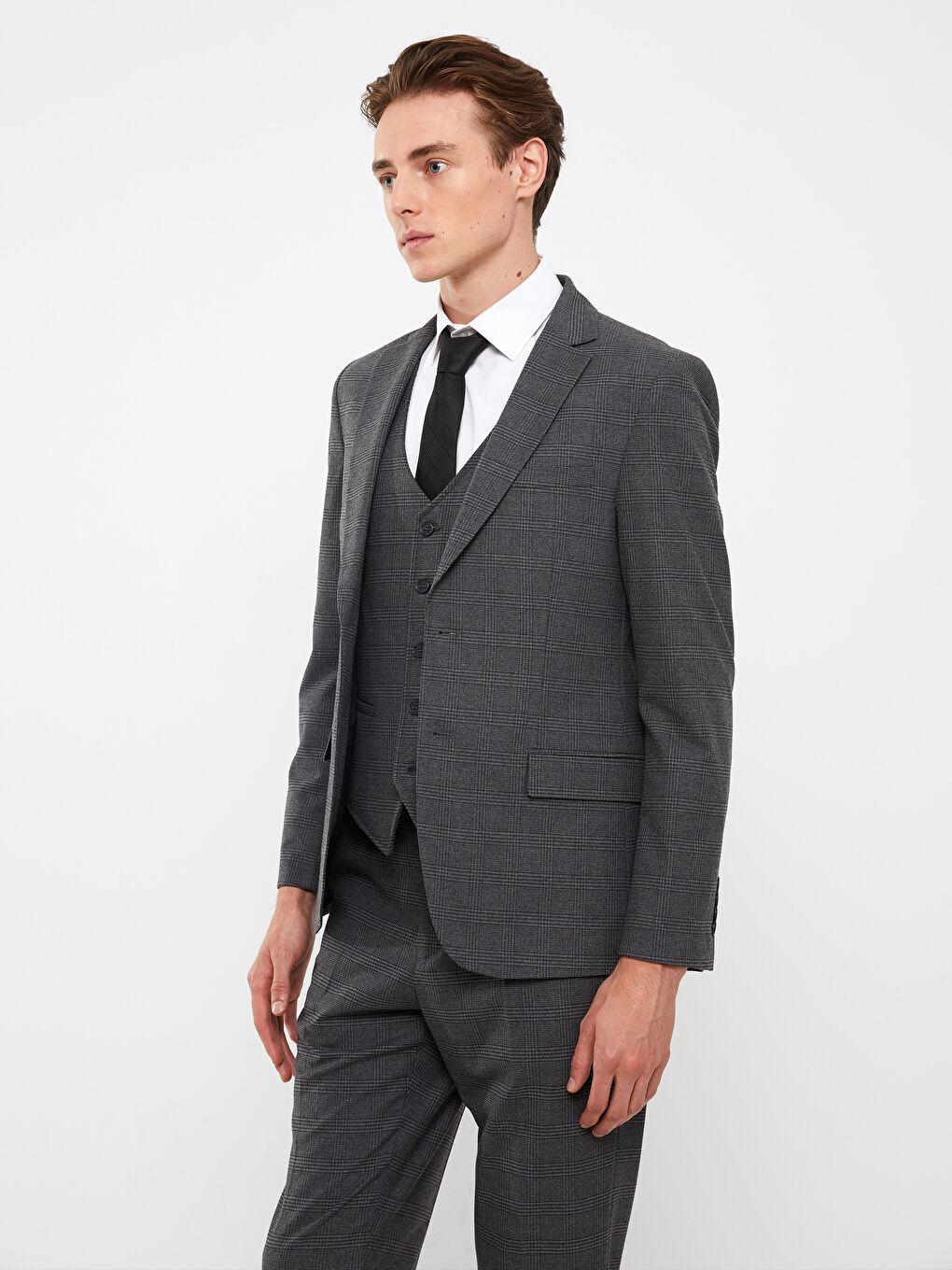 LCWAIKIKI Formal Antrasit Ekoseli Slim Fit Ekose Erkek Pantolon - 2